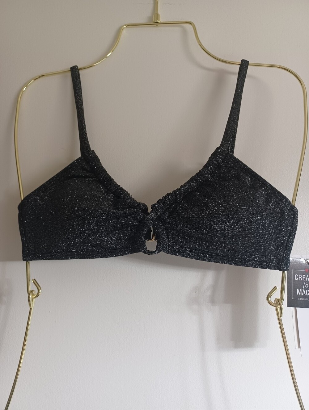 Salt + Cove Glittery Black Triangle Bikini Top XS NWT